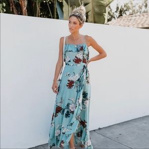 Vici blue floral wrap maxi dress